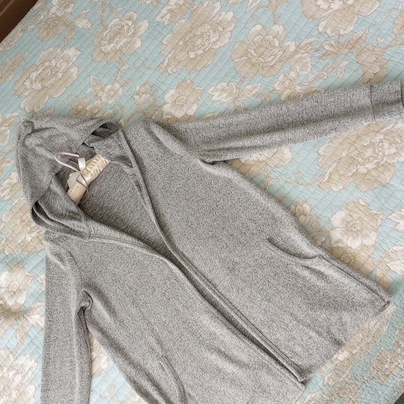 Pink Rose Medium Light Grey Hooded Open Cardigan - Picture 7 of 13